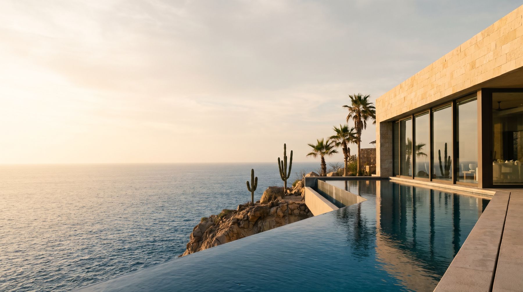 Cliffside villa with infinity pool overlooking the Sea of Cortez
