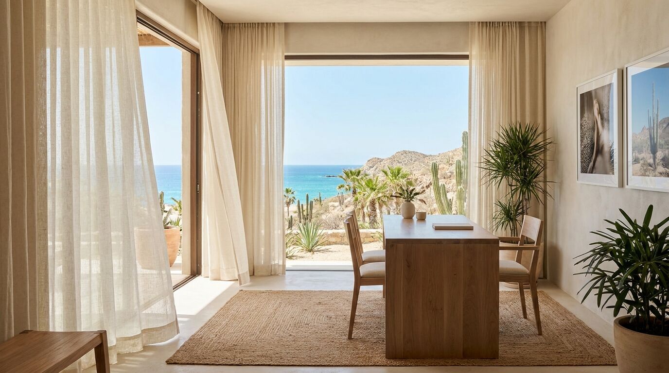 Bright clinic consultation room overlooking the Sea of Cortez